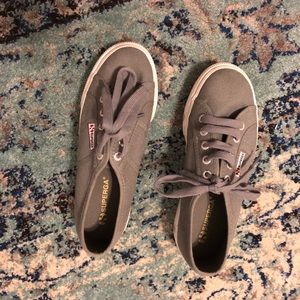 Grey platform Superga shoes